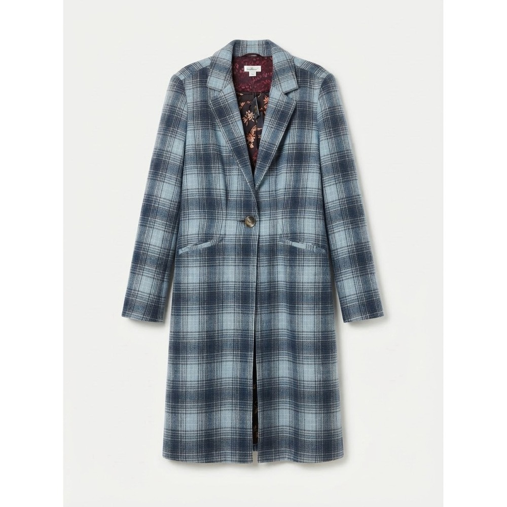Sundance L Wool Blend Coat Plaid Womens Fall Winter Boho Classy Warm